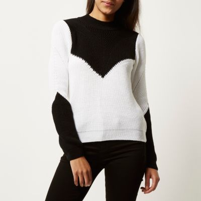 White knitted zip back jumper